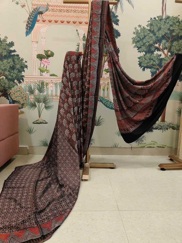 Rustic AjrakhPrint Saree