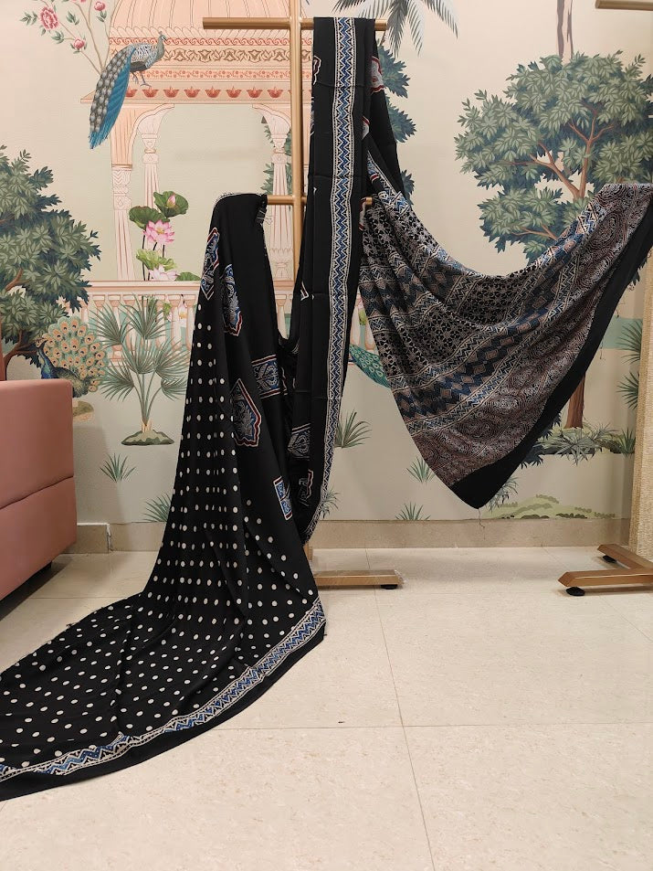 Noir Ajrakh Saree