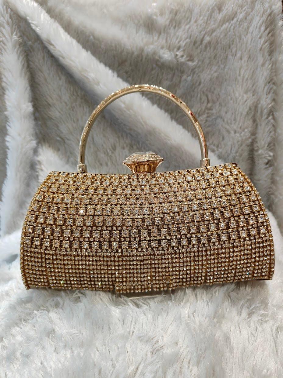 Golden Sparkle Crystal Clutch