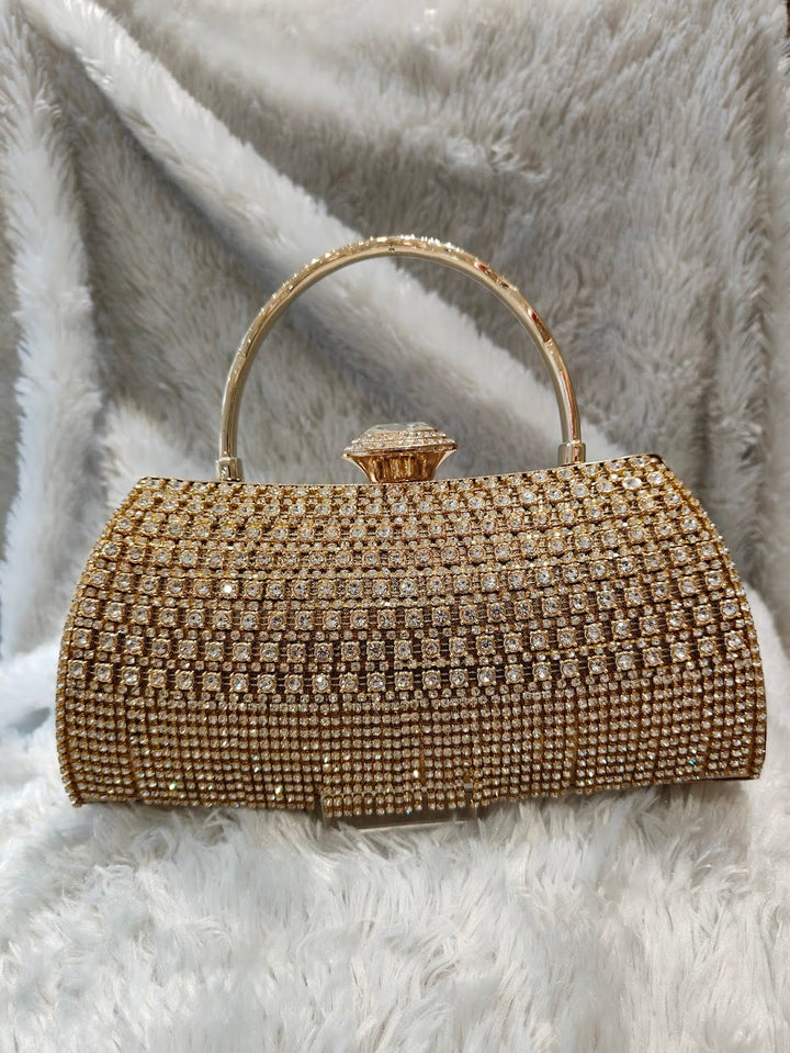 Golden Sparkle Crystal Clutch