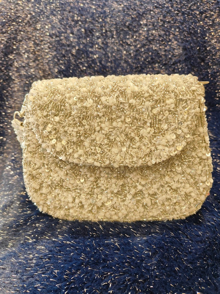 Ivory Sequin Beaded Clutch