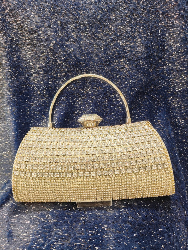 Silver Crystal Hand Clutch