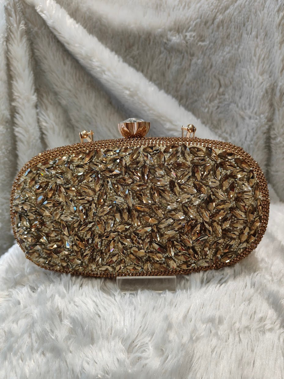 Crystal Leaf Box Clutch