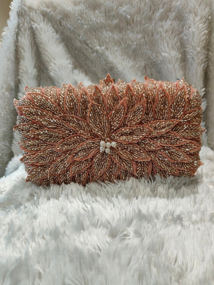 Embroidered Leaf Clutch