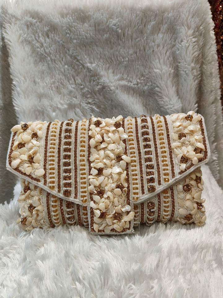 Shell Embellished Designer Clutch