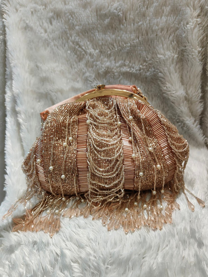 Rose Gold Fringe Clutch