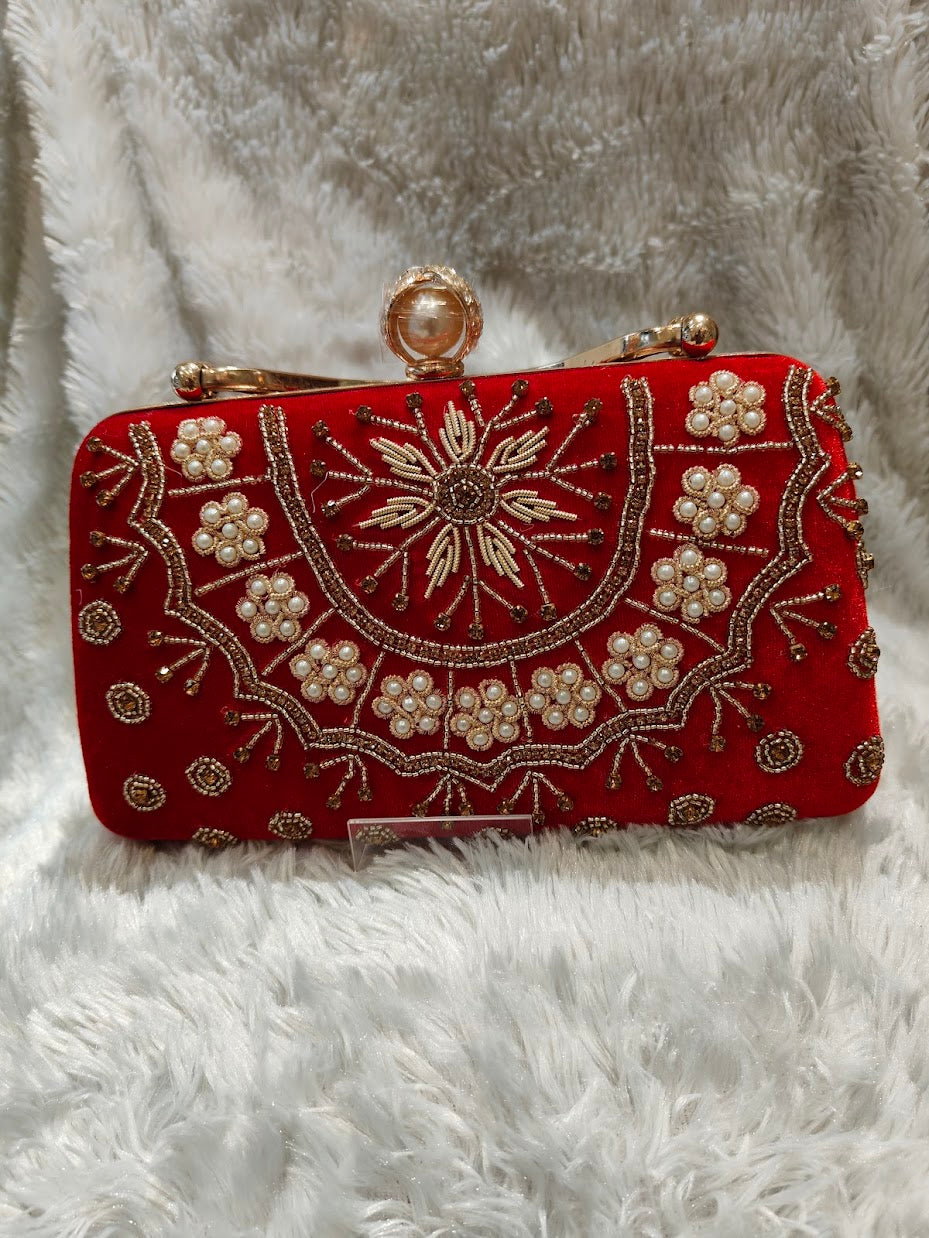 Scarlet Velvet Clutch