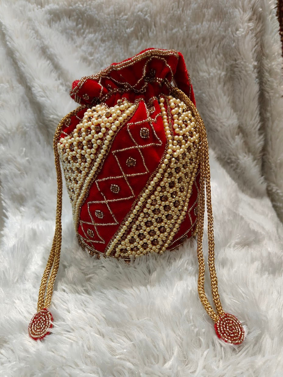 Ruby Pearl Potli Bag