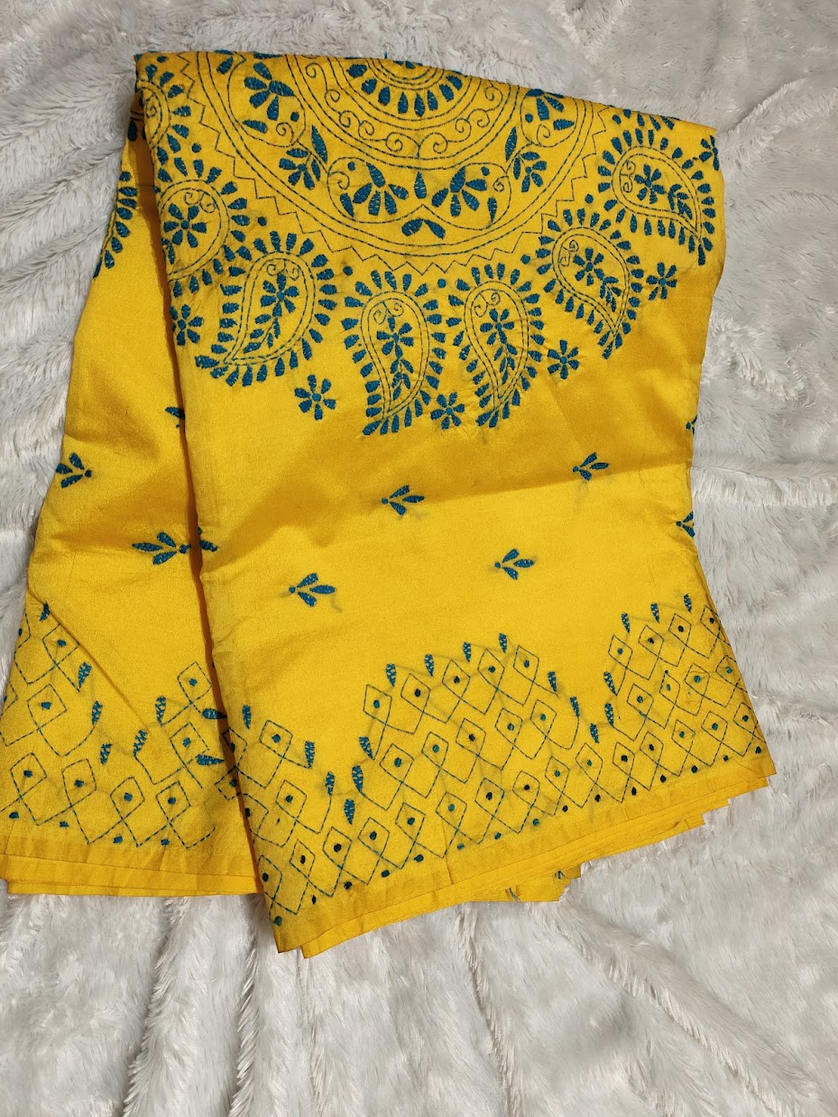 Sunshine Elegance – Kantha Work Saree