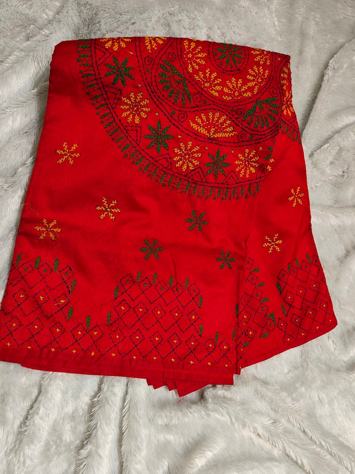Red Embroidered Fabric