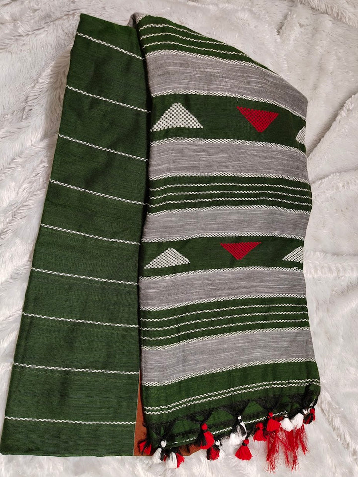 Forest Stripes Cotton Saree