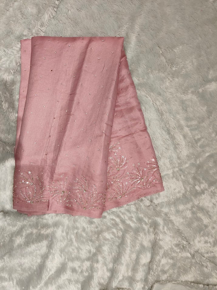 Dusty Pink Work Saree