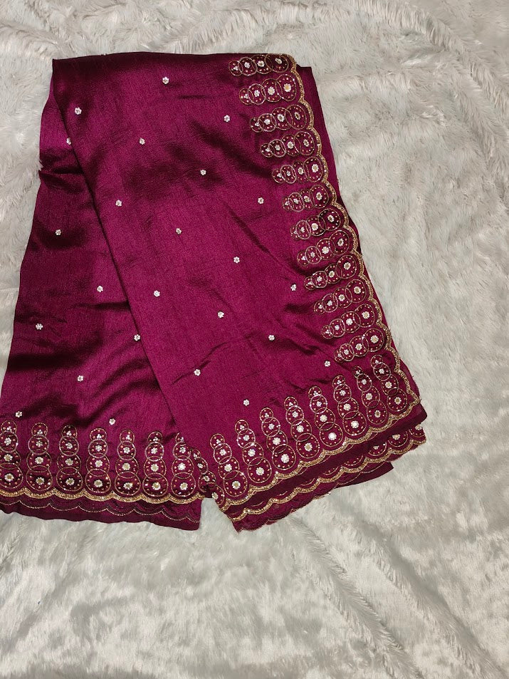 Maroon Elegance Work Saree