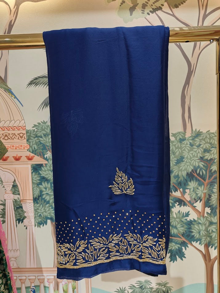 Beautiful saree with mirror accents and elegant finish.