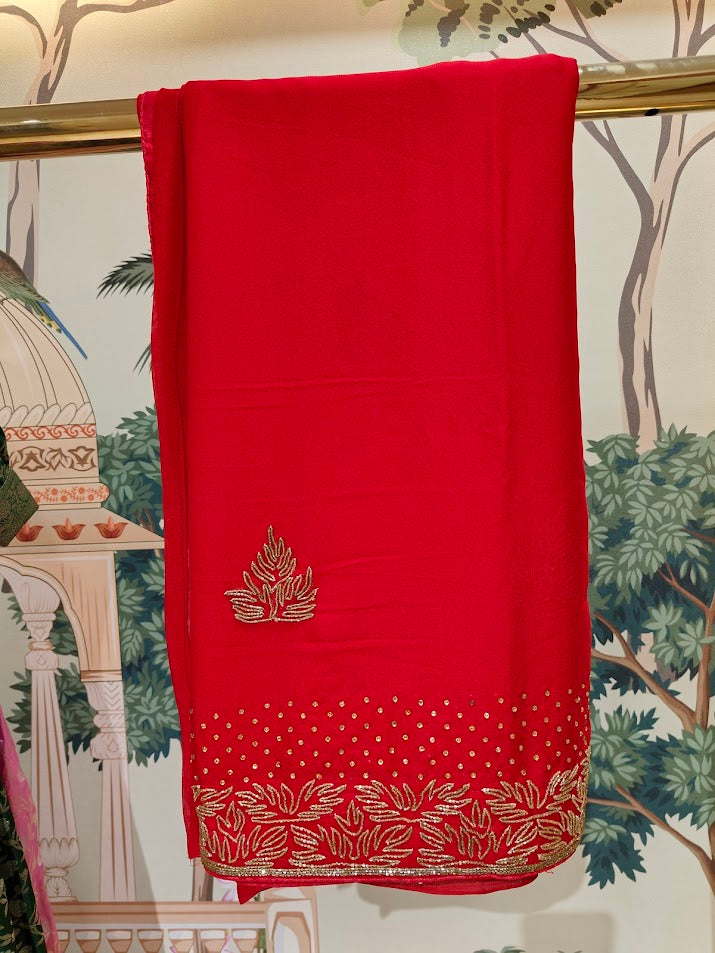 Red Zari Border Fancy Saree