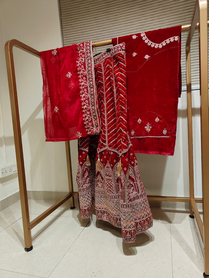 Royal Red Velvet Lehenga