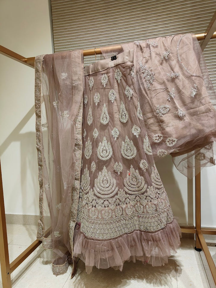 Ruby Red Velvet Bridal Lehenga with Heavy Shawl