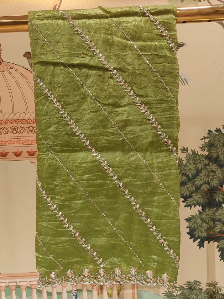 Organza sequence embroidery sarees