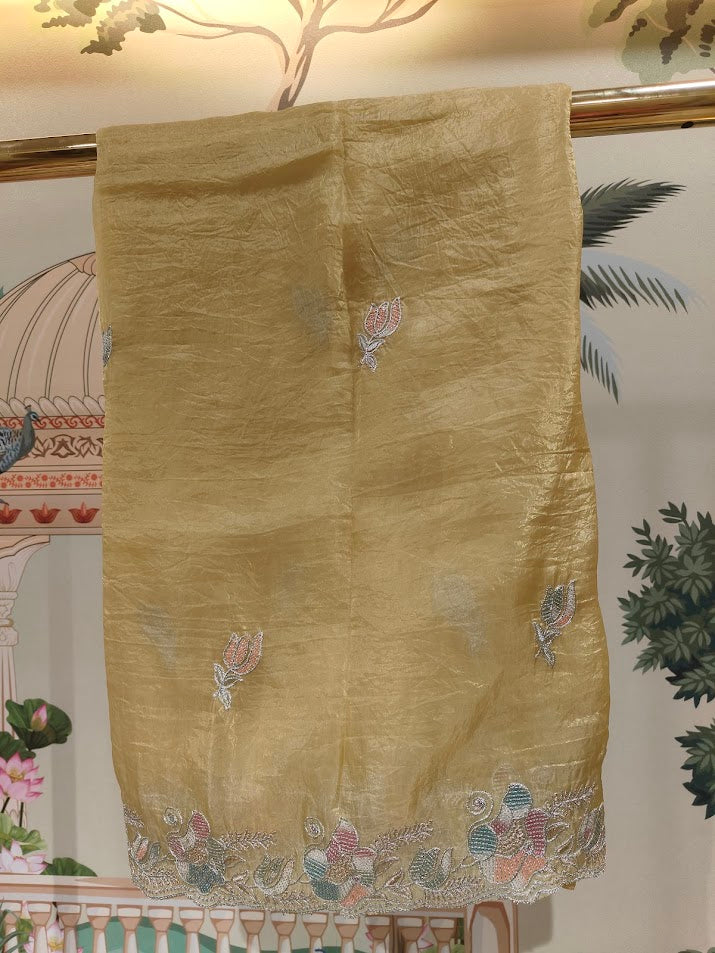 Organza Floral Embroidery Saree