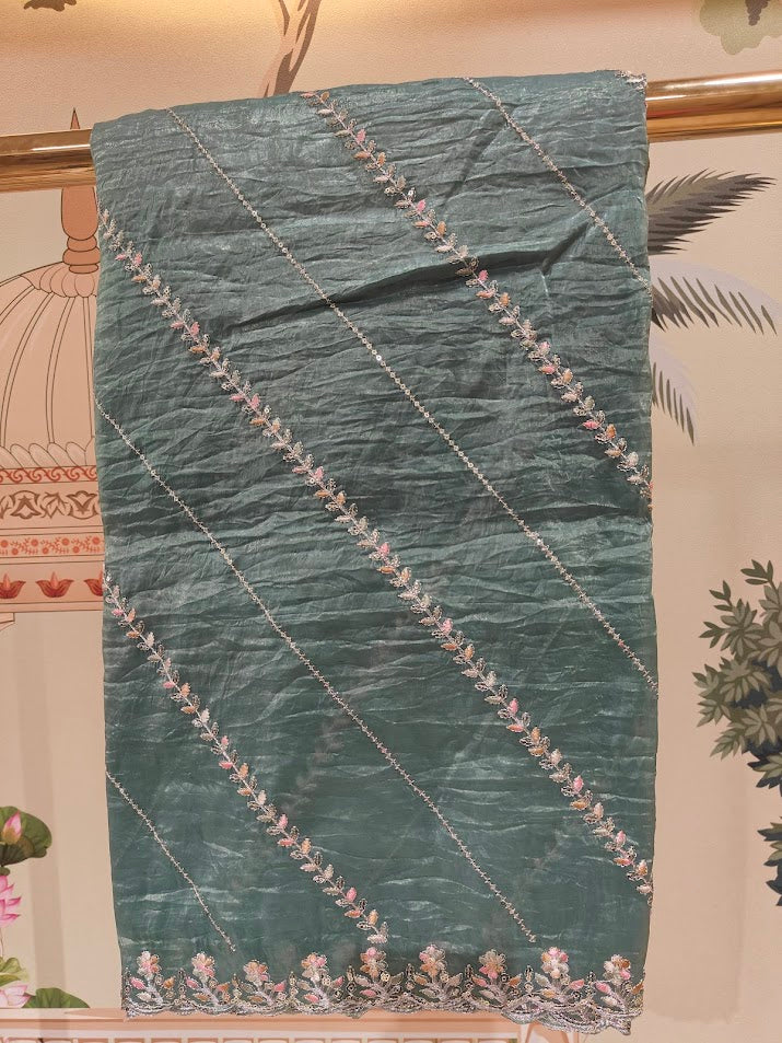 Organza sequence embroidery sarees